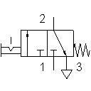 3/2-Wegeventil mit Wahlschalter bzw. Schlagtaster, in Ruhestellung gesperrt