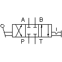 4/3-way hand-lever valve with shutoff position (ii)