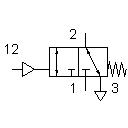 3/2-way valve, pneumatically operated, normally closed